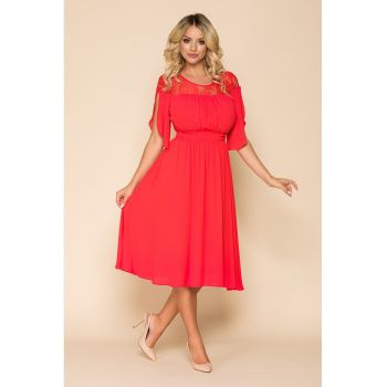 Rochie midi cu garnituri din dantela