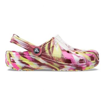 Saboți Crocs Classic Marbled Clog Roz - Electric Pink/Multi