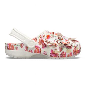 Saboti Crocs Classic Timeless Clash Roses Clog Alb - Floral/White