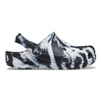 Saboti Crocs Classic Toddler Marbled Clog Negru - Black/White