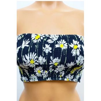 Sutien de baie cu imprimeu floral, negru, XS la reducere