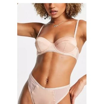 Sutien din satin balconette, roz, S