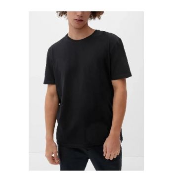 Tricou basic din bumbac, negru, S