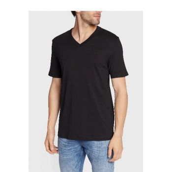 Tricou basic din bumbac, negru, S