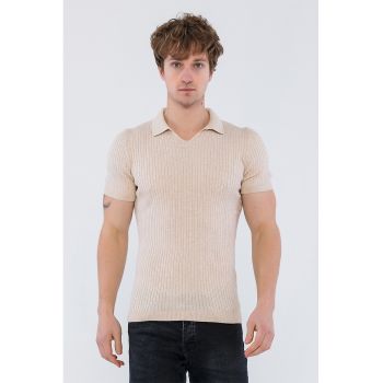 Tricou polo striat