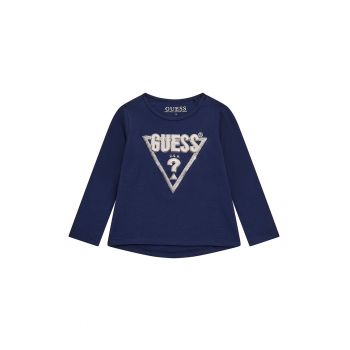 GUESS - Bluza cu imprimeu logo si decolteu rotund