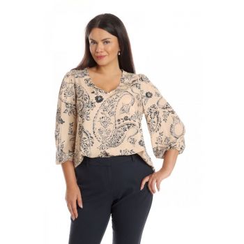 Bluza Dama Paisley - Crem/Bleumarin cu imprimeu Paisleyaqaz la reducere