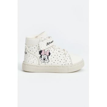 Pantofi sport inalti cu inchidere velcro si model Minnie Mouse