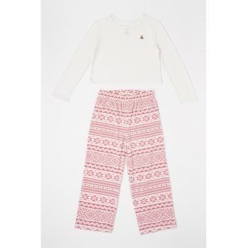 Pijama cu pantaloni lungi si decolteu rotund