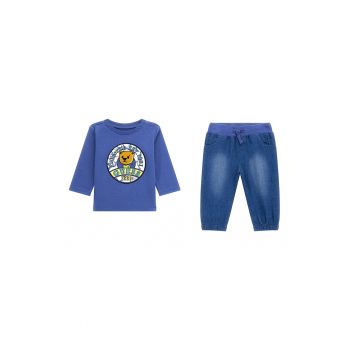 Set de bluza cu imprimeu si blugi relaxed fit