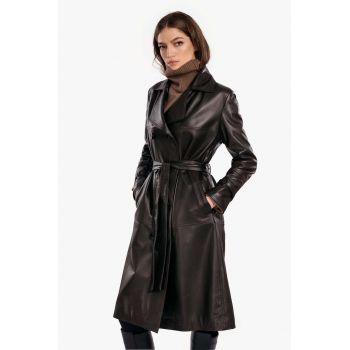 Trench din piele naturala pentru Femei - Model Leather Trench