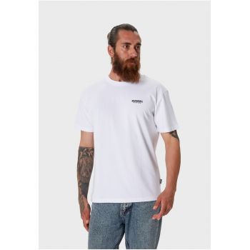 Tricou cu decolteu la baza gatului si imprimeu logo discret 173147