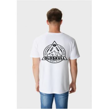 Tricou cu imprimeu logo si decolteu la baza gatului 173153