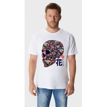 Tricou de bumbac cu imprimeu cu craniu