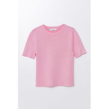 Tricou din tricot cu decolteu rotund