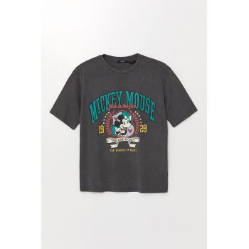 Tricou lejer cu model grafic Mickey Mouse