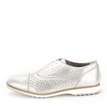 Pantofi oxford din piele naturala argintiu Magda 01