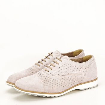 Pantofi oxford din piele naturala roz prafuit Magda 01