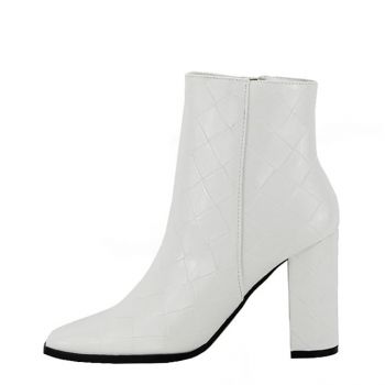 Botine albe elegante cu imprimeu geometric 3317 113