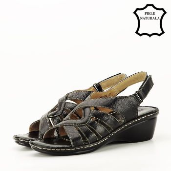 Sandale negre din piele naturala Eliza 129