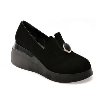 Pantofi casual EPICA negri, 131698, din piele intoarsa