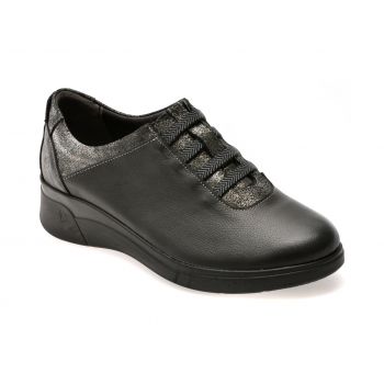 Pantofi casual SUAVE negri, 19005, din piele naturala