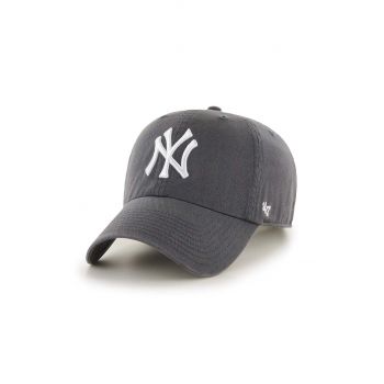 47 brand șapcă de baseball din bumbac MLB New York Yankees culoarea gri, cu imprimeu, B-RGW17GWS-GH