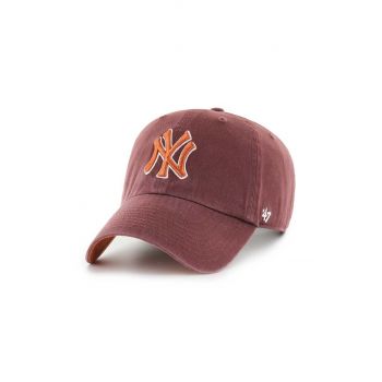 47 brand șapcă de baseball din bumbac MLB New York Yankees culoarea maro, cu imprimeu, B-BLPRK17GWS-N0