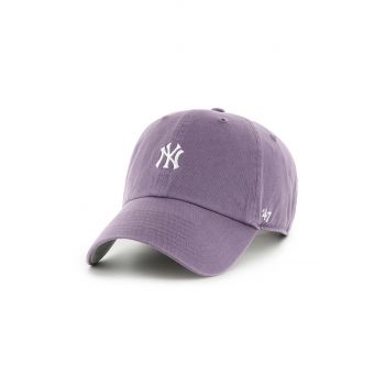 47 brand șapcă de baseball din bumbac MLB New York Yankees culoarea violet, cu imprimeu, B-BSRNR17GWS-IIA