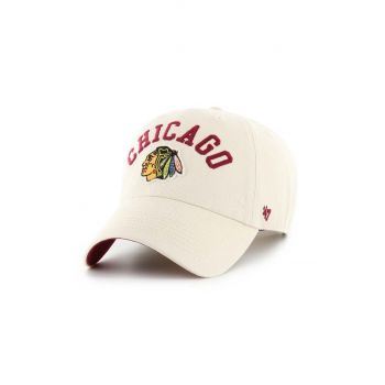 47 brand șapcă de baseball din bumbac NHL Chicago Blackhawks culoarea bej, cu imprimeu, H-CLBFB04GWS-Y0