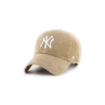 47 brand șapcă de baseball din catifea MLB New York Yankees culoarea bej, cu imprimeu, B-THCKC17EWS-KHA