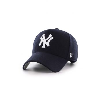 47 brand șapcă din amestec de lână MLB New York Yankees culoarea albastru marin, cu imprimeu, B-CHSMD17WIS-NY