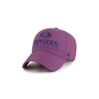 47 brand sapca MLB New York Yankees culoarea violet, cu imprimeu, B-OUTMV17NYU-II