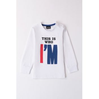 Bluza de bumbac cu imprimeu text