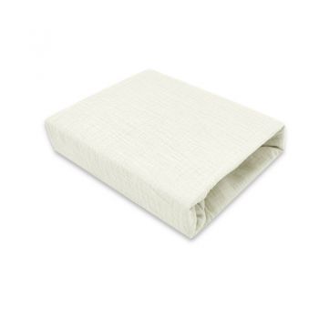 Cearceaf cu elastic MimiNu pentru patut 120x60 cm din bumbac Cream