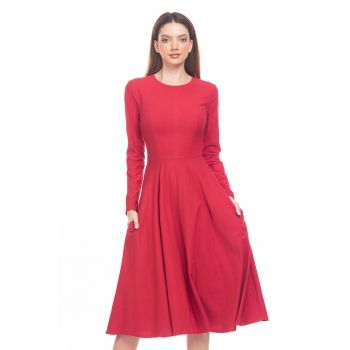 Rochie midi evazata cu buzunare