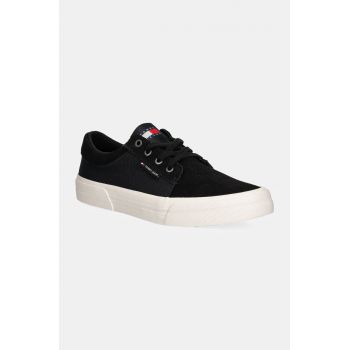 Tommy Jeans tenisi TJM VULC. SKATER MIX MATERIAL barbati, culoarea negru, EM0EM01456