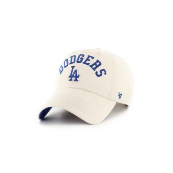 47 brand șapcă de baseball din bumbac MLB Los Angeles Dodgers culoarea bej, cu imprimeu, B-CLBFB12GWS-Y0