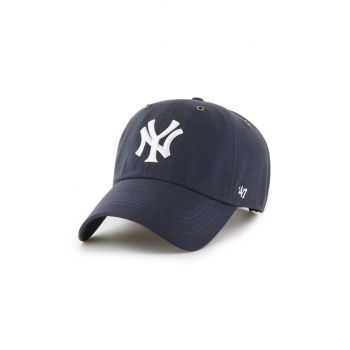 47 brand șapcă de baseball din bumbac MLB New York Yankees culoarea albastru marin, cu imprimeu, B-PTLSD17GWS-VN