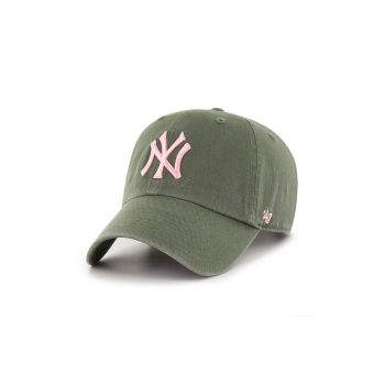 47 brand șapcă de baseball din bumbac MLB New York Yankees culoarea verde, cu imprimeu, B-NLRGW17GWS-MSA