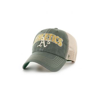 47 brand sapca MLB Oakland Athletics culoarea verde, cu imprimeu, B-TSCLA18LAP-BTB