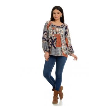 Bluza Dama Platca Bej cu Maneca Bufanta -