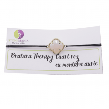 Bratara therapy cuart roz trifoi cu montura aurie