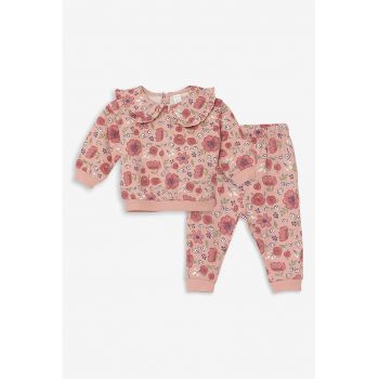 Set de bluza si pantaloni cu model floral