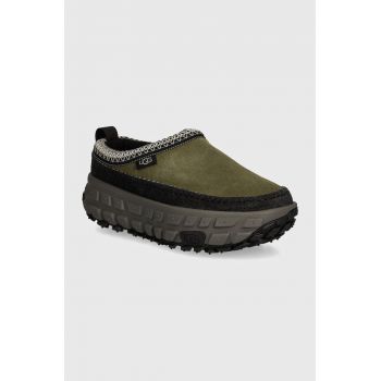 UGG papuci din piele Venture Daze barbati, culoarea verde, 1154530-BLVC