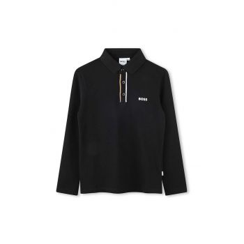 BOSS longsleeve din bumbac pentru copii culoarea negru, neted, J51175