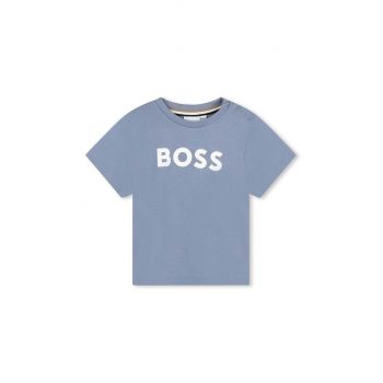 BOSS tricou din bumbac pentru bebelusi culoarea gri, cu imprimeu, J51298