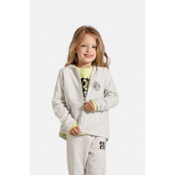 Coccodrillo bluza copii culoarea gri, cu glugă, neted, CARTOONS GIRL KIDS