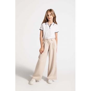 Coccodrillo pantaloni copii culoarea bej, neted, BACK TO SCHOOL GIRL