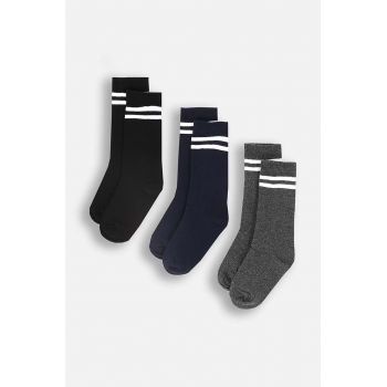 Coccodrillo sosete copii 3-pack culoarea negru, BASIC SOCKS